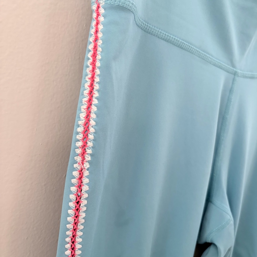 Nike Yoga Dri-FIT Crochet Trim High-Waisted 7/8 Leggings Blue/Pink M - Picture 4 of 11